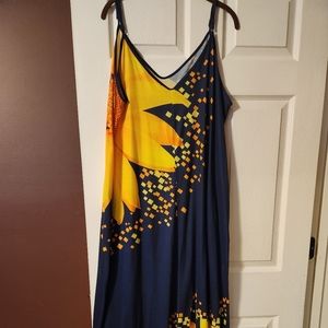 Wolddress Womens Casual Sleeveless Plus Size Loose Multi-colored Long Maxi Dress